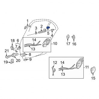 New OEM Front Right Rearward Exterior Door Handle Cover Fits, 2001-2003 Lexus LS - Part # 6925050021G0