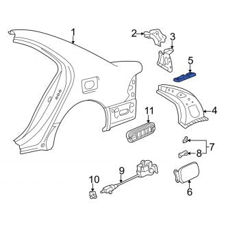 New OEM Rear Right Quarter Panel Extension Fits, 2001-2006 Lexus LS - Part # 6162350020