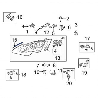 New OEM Right Headlight Seal Fits, 2004-2006 Lexus LS - Part # 5318350050