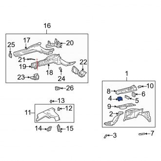 New OEM Front Right Fender Reinforcement Bar Fits, 2001-2006 Lexus LS - Part # 5373350040