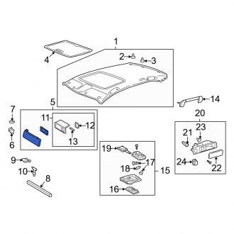 New OEM Center Sun Visor Fits, 2004-2006 Lexus LS - Part # 7433050050B1