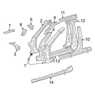 New OEM Body A-Pillar Bracket Fits, 2004-2006 Lexus LS - Part # 6103550050