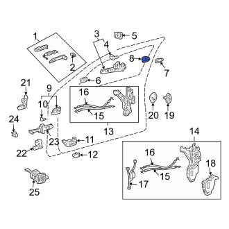 New OEM Front Right Rearward Exterior Door Handle Cover Fits, 2004-2006 Lexus LS - Part # 6925050021B4