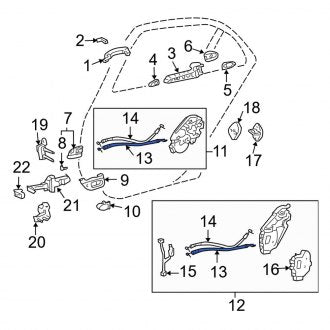 New OEM Rear Door Latch Cable Fits, 2001-2006 Lexus LS - Part # 6973050010