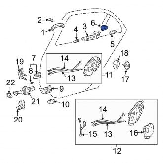 New OEM Front Right Rearward Exterior Door Handle Cover Fits, 2004-2006 Lexus LS - Part # 6925050021A3