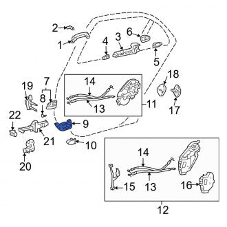 New OEM Rear Right Interior Door Handle Trim Fits, 2001-2006 Lexus LS - Part # 6928750010A1