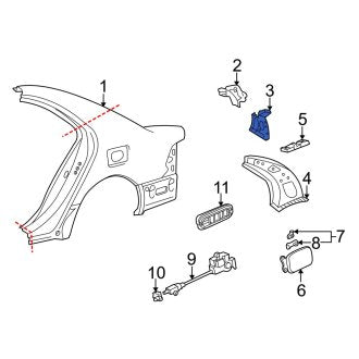 New OEM Rear Left Quarter Panel Extension Fits, 2001-2006 Lexus LS - Part # 6162450020