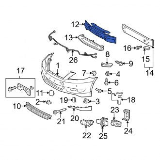 New OEM Front Upper Bumper Impact Absorber Fits, 2010-2012 Lexus LS - Part # 5261150081