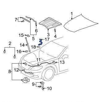 New OEM Front Left Hood Hinge Fits, 2007-2017 Lexus LS - Part # 5342050080