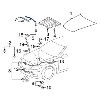 New OEM Hood Seal Fits, 2007-2017 Lexus LS - Part # 5338150080