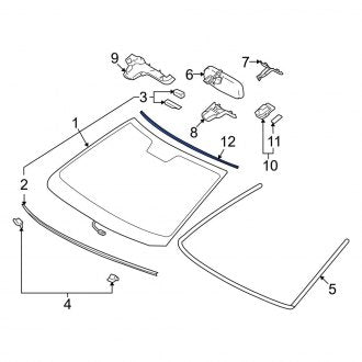 New OEM Front Upper Windshield Molding Fits, 2007-2017 Lexus LS - Part # 7553150050