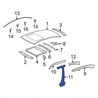 New OEM Roof Panel Reinforcement Fits, 2007-2017 Lexus LS - Part # 6314450030