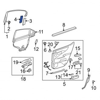 New OEM Rear Right Door Applique Fits, 2007-2017 Lexus LS - Part # 6227550010C0