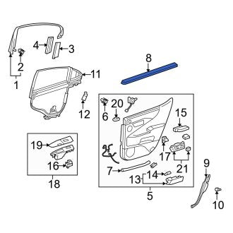 New OEM Rear Right Inner Door Window Belt Weatherstrip Fits, 2007-2012 Lexus LS - Part # 6817350010