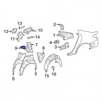 New OEM Left Quarter Panel Reinforcement Fits, 2007-2012 Lexus LS - Part # 6171450020