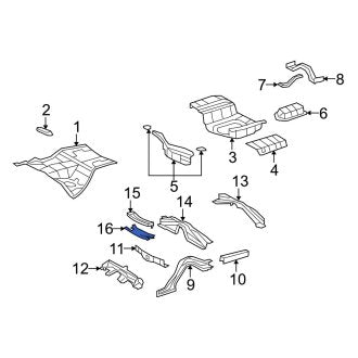 New OEM Center Lower Floor Pan Crossmember Brace Fits, 2007-2012 Lexus LS - Part # 5754350010