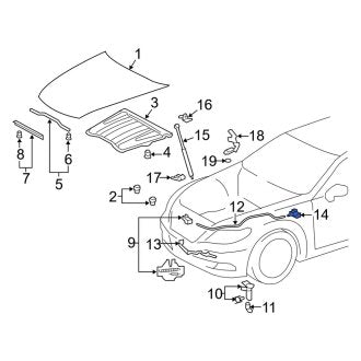 New OEM Front Hood Release Handle Fits, 2013-2015 Lexus ES - Part # 5360130090A0