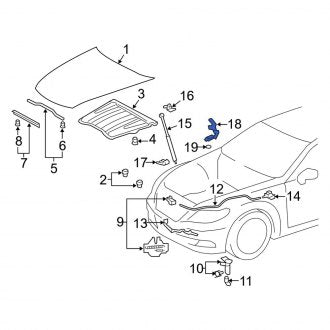 New OEM Front Right Hood Hinge Fits, 2007-2017 Lexus LS - Part # 5341050080