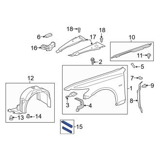 New OEM Front Right Lower Fender Extension Panel Fits, 2013-2017 Lexus LS - Part # 5385150080