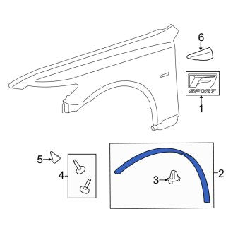 New OEM Front Right Wheel Arch Molding Fits, 2013-2017 Lexus LS - Part # 7587150070