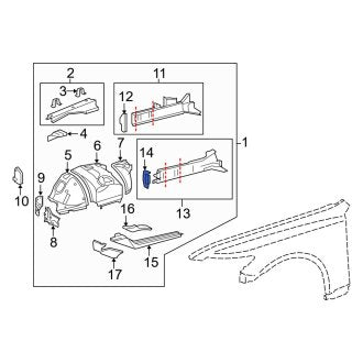 New OEM Right Inner Frame Side Member Reinforcement Fits, 2013-2017 Lexus LS - Part # 5714150040