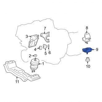 New OEM Rear Lower Automatic Transmission Mount Fits, 2009-2017 Lexus LS - Part # 1237438010