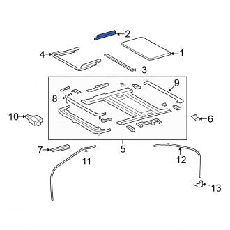 New OEM Right Sunroof Molding Fits, 2007-2017 Lexus LS - Part # 6321750040