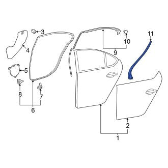 New OEM Rear Left Lower Door Seal Fits, 2013-2017 Lexus LS - Part # 6787450040