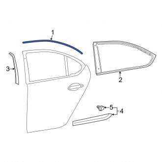 New OEM Rear Left Upper Door Reveal Molding Fits, 2007-2017 Lexus LS - Part # 7576450020