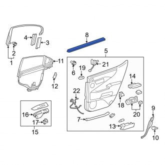 New OEM Rear Right Door Window Belt Weatherstrip Fits, 2013-2017 Lexus LS - Part # 6817350050