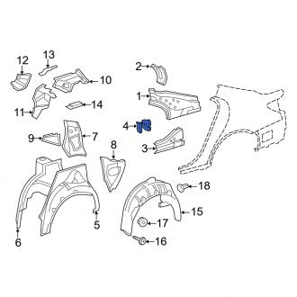 New OEM Right Body C-Pillar Reinforcement Fits, 2013-2017 Lexus LS - Part # 6143350010