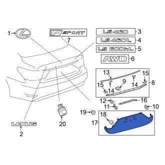 New OEM Rear License Plate Light Panel Fits, 2013 Lexus LS - Part # 7680250020J0