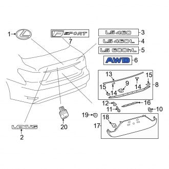 New OEM Rear Deck Lid Emblem Fits, 2013-2016 Lexus LS - Part # 7544350160