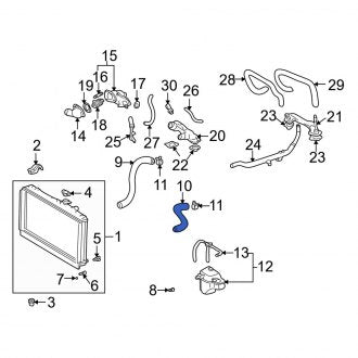 New OEM Upper Radiator Coolant Hose Fits, 2001-2005 Lexus GS - Part # 1657150190