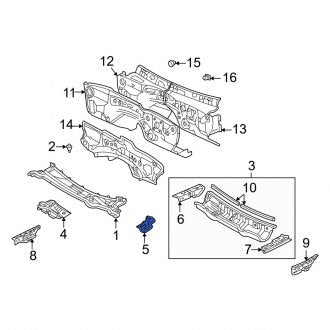 New OEM Left Cowl Grille Panel Brace Fits, 2002-2010 Lexus SC - Part # 5571624050