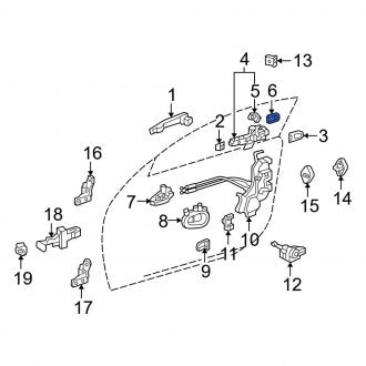 New OEM Front Left Rearward Exterior Door Handle Cover Fits, 2001-2003 Lexus LS - Part # 6925050011G1