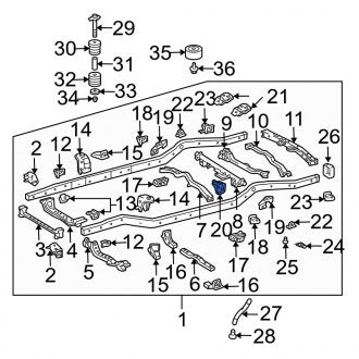 New OEM Frame Crossmember Bracket Fits, 2003-2009 Lexus GX - Part # 7751235121