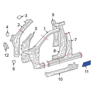 New OEM Rear Right Inner Rocker Panel Fits, 2003-2009 Lexus GX - Part # 6145360010