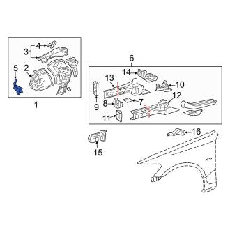 New OEM Left Fender Bracket Fits, 2006-2011 Lexus GS - Part # 5325830060