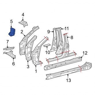 New OEM Left Body A-Pillar Bracket Fits, 2006-2011 Lexus GS - Part # 6114230170