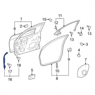 New OEM Front Left Door Shell Seal Fits, 2009-2011 Lexus GS - Part # 6786630041