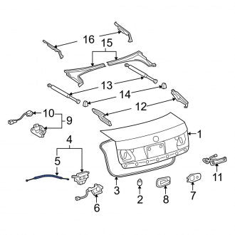 New OEM Rear Deck Lid Release Cable Fits, 2006-2011 Lexus GS - Part # 6460750010