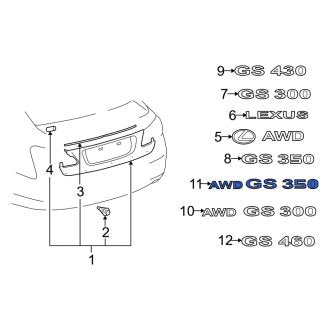 New OEM Rear Deck Lid Emblem Fits, 2007-2011 Lexus GS - Part # 7544230190