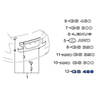 New OEM Rear Deck Lid Emblem Fits, 2008-2011 Lexus GS - Part # 7544330540