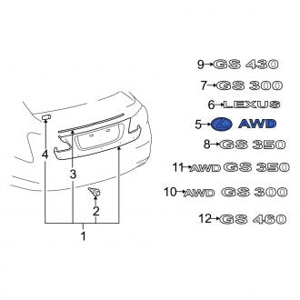 New OEM Rear Deck Lid Emblem Fits, 2006 Lexus GS - Part # 7544330480