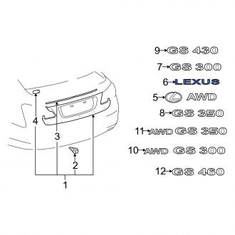 New OEM Rear Deck Lid Emblem Fits, 2006-2007 Lexus GS - Part # 7544330460