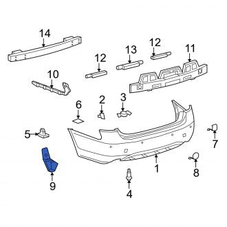 New OEM Rear Right Bumper Cover Support Rail Fits, 2006-2007 Lexus GS - Part # 5838530040