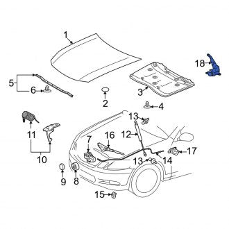 New OEM Front Left Hood Hinge Fits, 2006-2011 Lexus GS - Part # 5342030220