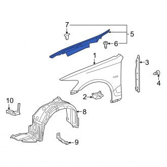 New OEM Right Upper Fender Seal Fits, 2006-2011 Lexus GS - Part # 5380530100