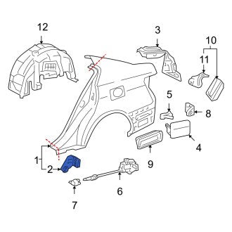 New OEM Right Quarter Panel Reinforcement Fits, 2007-2011 Lexus GS - Part # 6164130050